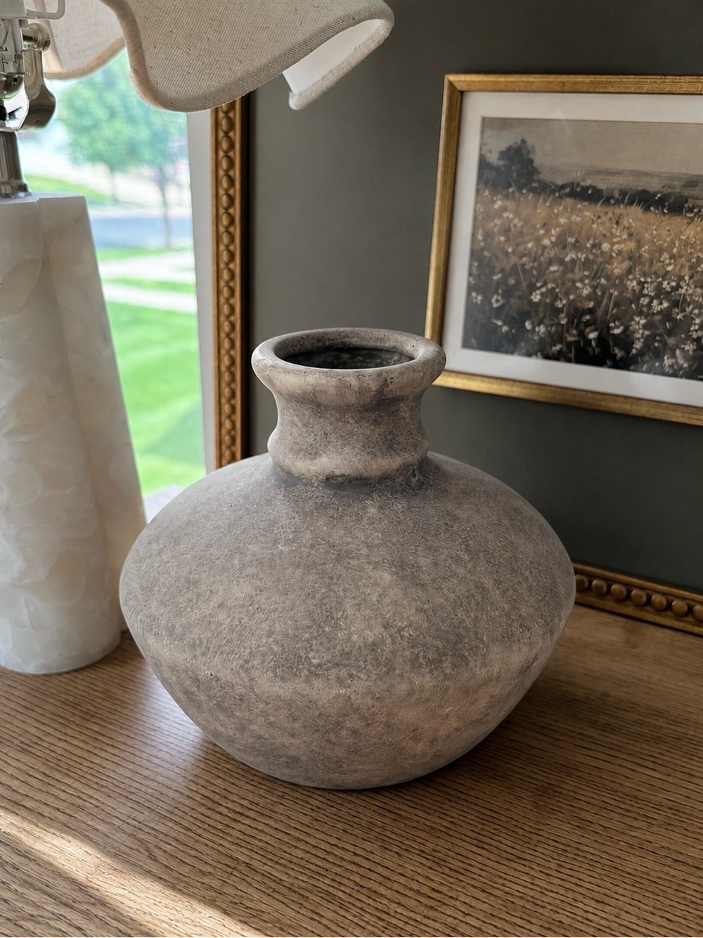Neutral Textured Earthenware 6” Vase - Home Accents